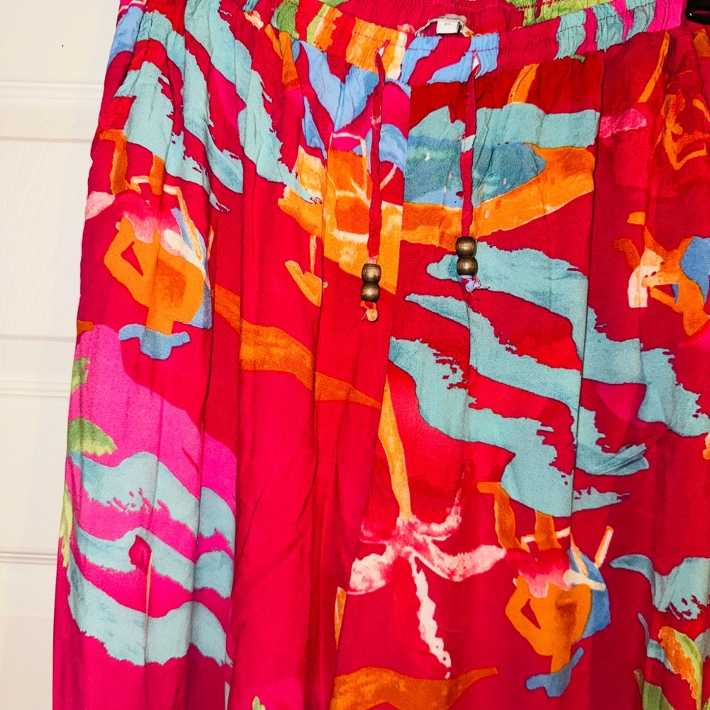 C&C California Red and Orange Wide Leg with Artistic Print
